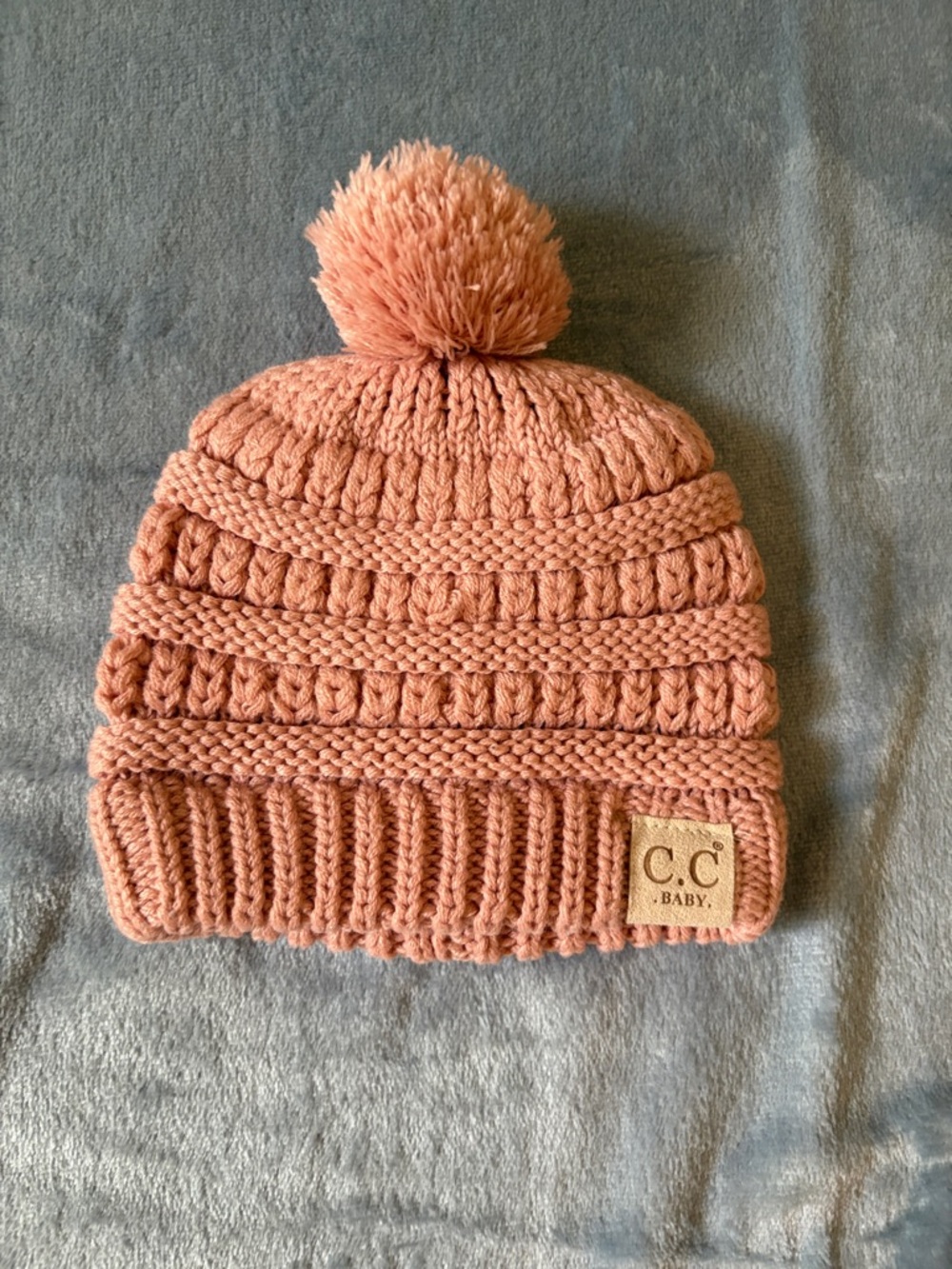 C.C Baby Rose Pink Pom Pom Knit Beanie for Kids
